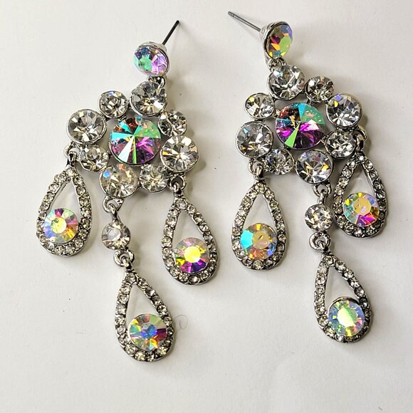 Aurora Borealis Crystal Earrings - Picture 5 of 10